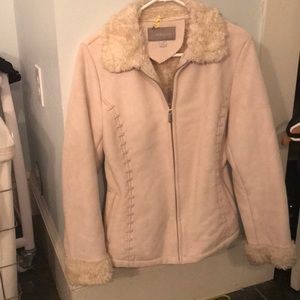 Croft & Barrow stitches fuzzy coat, cream M